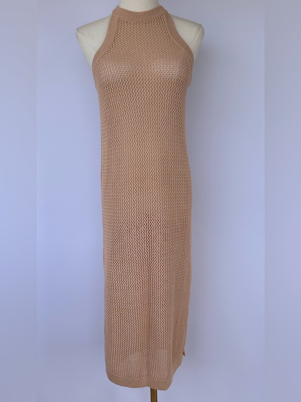 O’Neill Women’s Beach Dress Halter Neck Open Knit Side Slits Size Small